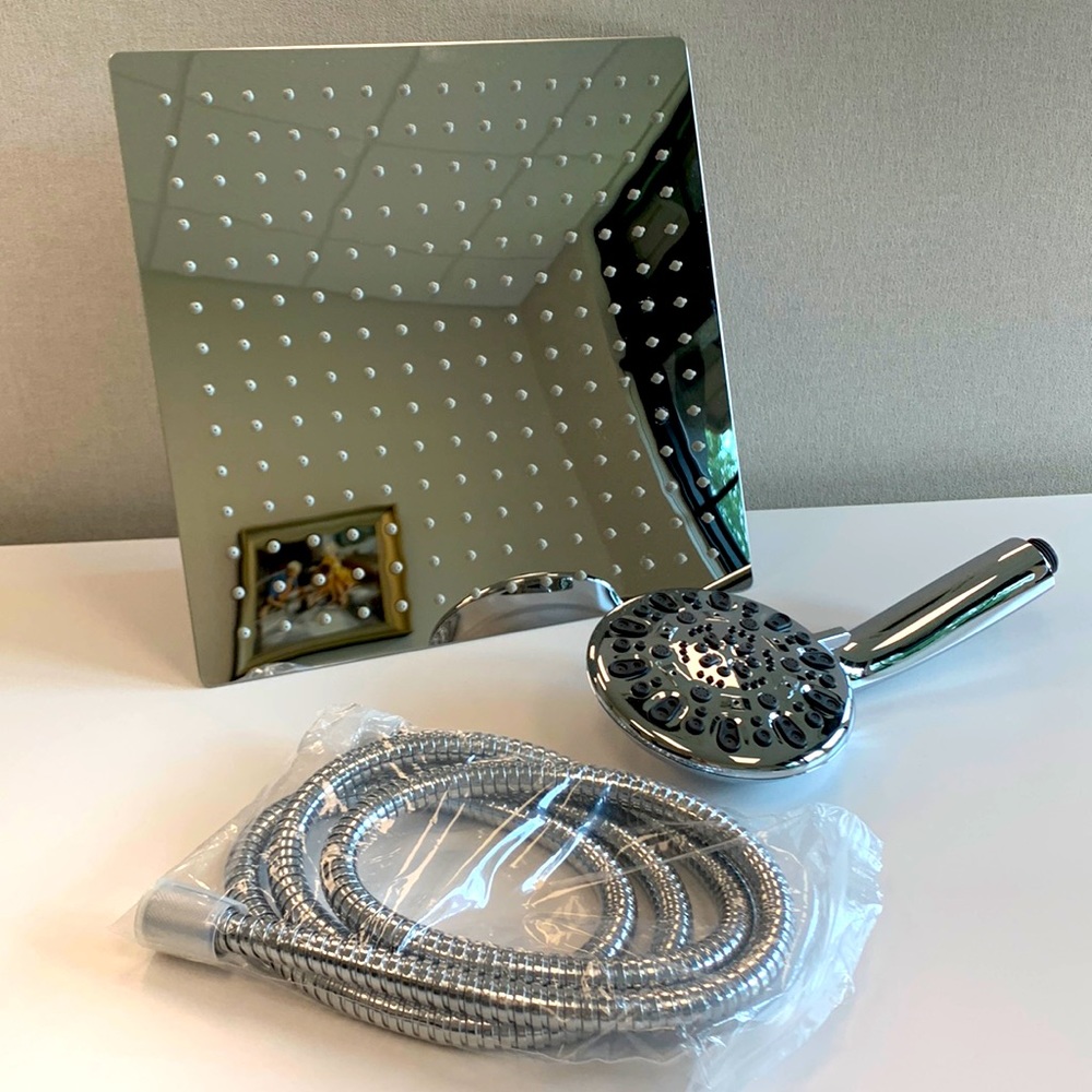 Hibbent All Metal 10” Rainfall Shower Head and Handheld Showerhead combo